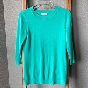 New York & Company Bright Teal 3 Quarter Length Blouse Size Medium